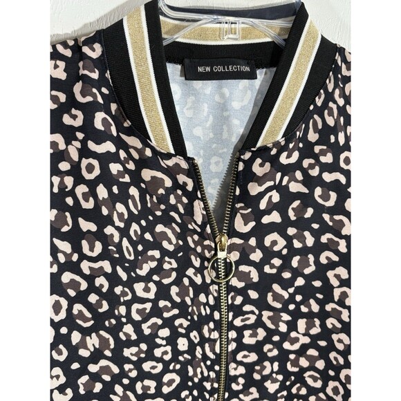 New Collection Women Leopard Black Gold Print Jacket Medium Zippered - Picture 7 of 7